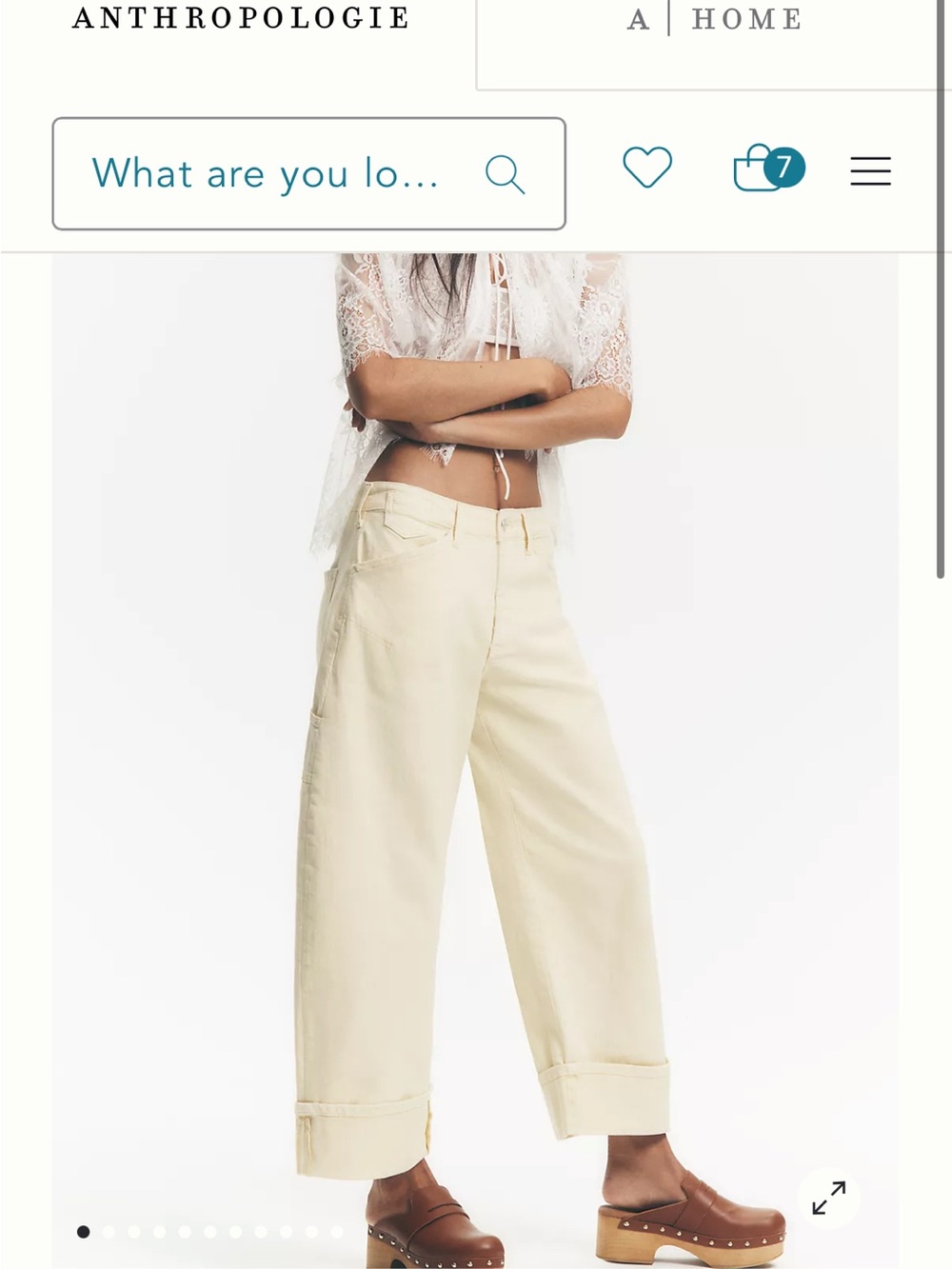 Anthropologie NEW 🍋Pilcro Kayden High-Rise Cuffed Carpenter Pants - Light Beige - Picture 12 of 14